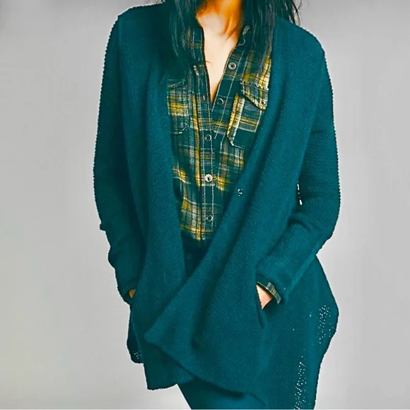 Free People Navy Shark Bite Knit Cardigan - Size S - Picture 10 of 10